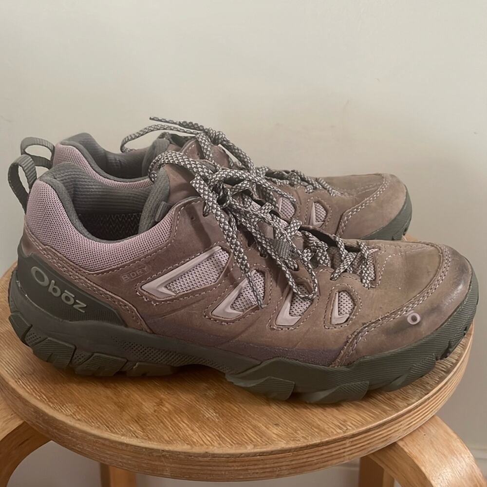 Óboz Sawtooth x Low top Drizzle woman’s sz 7.5 Tan and Purple